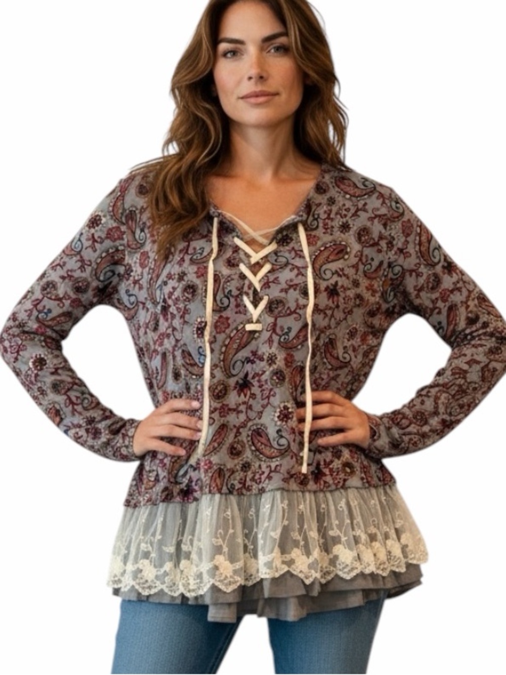 **NWT** entro Paisley Print Boho Top